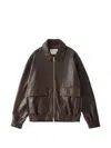 Studio Nicholson Piston Lamb Leather Jacket In Brown