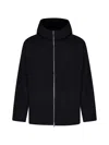 Studio Nicholson Cotton Blend Jacket With Hood And Pockets In Darkest Navy
