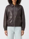 Studio Nicholson Piston Leather Bomber Jacket Collared Hem In Blue