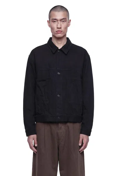 Studio Nicholson Japanese Crinkle Denim Jacket In Black
