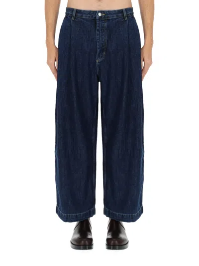 Studio Nicholson Wide Leg Denim Jeans Dark Wash In Blue