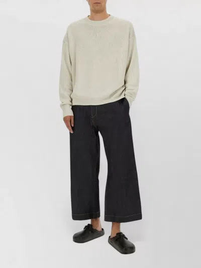 Studio Nicholson Kami Knit Shirt Dropped Shoulder Ribbed Finish In Gray