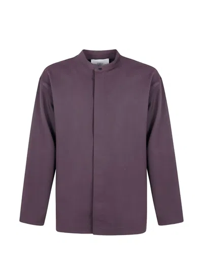 Studio Nicholson Karst Grandad Collar Shirt In Brown