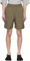 Studio Nicholson Elastic Waist Shorts In Olive