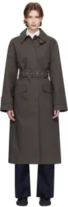 Studio Nicholson Khaki Innis Trench Coat In Moss/black
