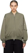 Studio Nicholson Kora Crinkled Bomber Jacket In Sage