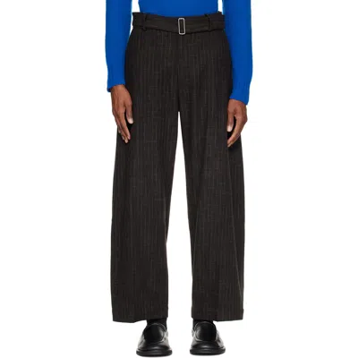 Studio Nicholson Khaki Vital Belted Trousers In Black