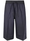 Studio Nicholson Oversized Bermuda Shorts With Elastic Waist In Blue