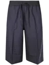 Studio Nicholson Oversized Bermuda Shorts With Elastic Waist In Blue