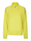 Studio Nicholson Oversized Ribbed V-neck Sweater In Yellow