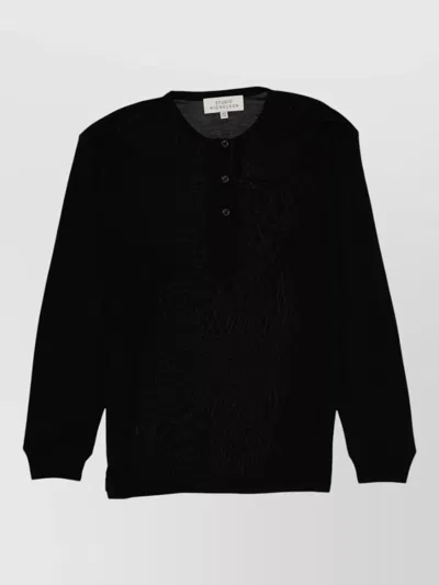 Studio Nicholson Knitwear Top Long Sleeves Ribbed Cuffs In Black