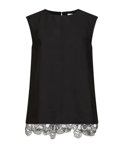 Studio Nicholson Lace-trim Sleeveless Top In Black