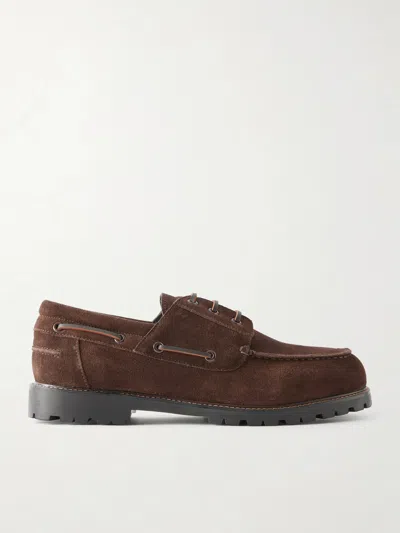 Studio Nicholson Lace-up Boat Suede Shoes In Brown