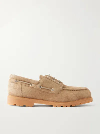 Studio Nicholson Lace-up Boat Suede Shoes In Neutral