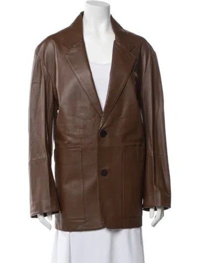Pre-owned Studio Nicholson Lamb Leather Blazer W/ Tags In Brown