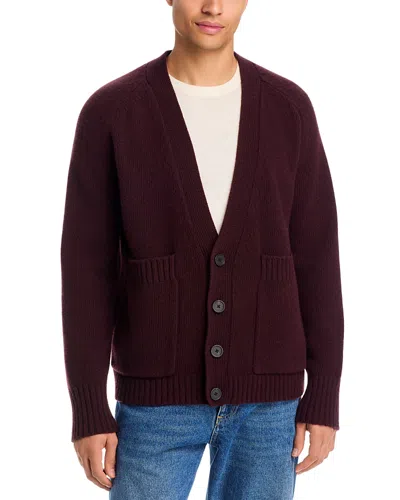 Studio Nicholson Lambs Wool V-neck Cardigan In Brown