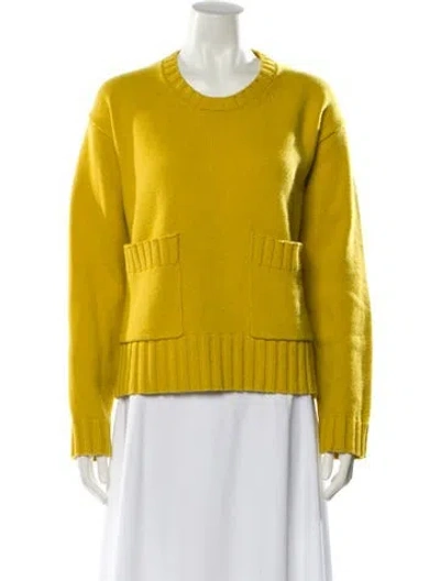 Pre-owned Studio Nicholson Lambswool Crew Neck Sweater In Yellow