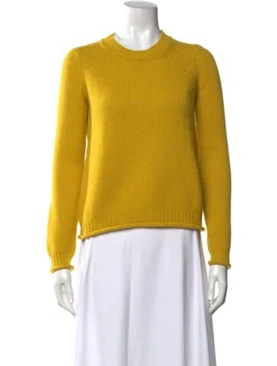 Pre-owned Studio Nicholson Lambswool Crew Neck Sweater In Yellow
