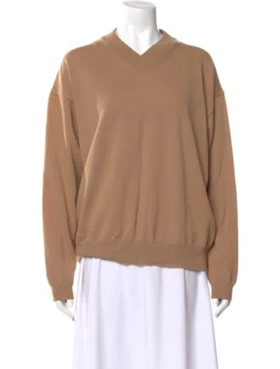 Pre-owned Studio Nicholson Lambswool V-neck Sweater In Neutral