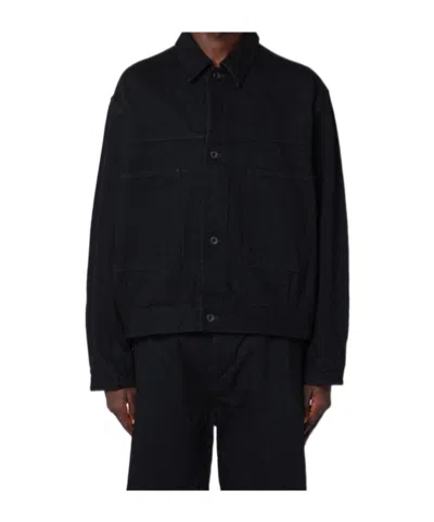 Studio Nicholson Long-sleeved Denim Jacket In Black