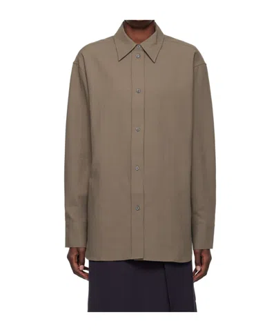 Studio Nicholson Lapel Long-sleeved Shirt In Brown