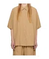 Studio Nicholson Lapel Short-sleeved Shirt In Nude