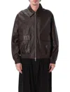 Studio Nicholson Piston Leather Zip-up Jacket In Brown
