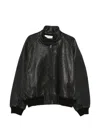 Studio Nicholson Leather Bomber Jacket In Black