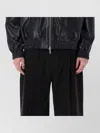 Studio Nicholson Leather Bomber Jacket Collared Elasticated Hem In Black