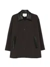 Studio Nicholson Leather-collar Coat In Brown