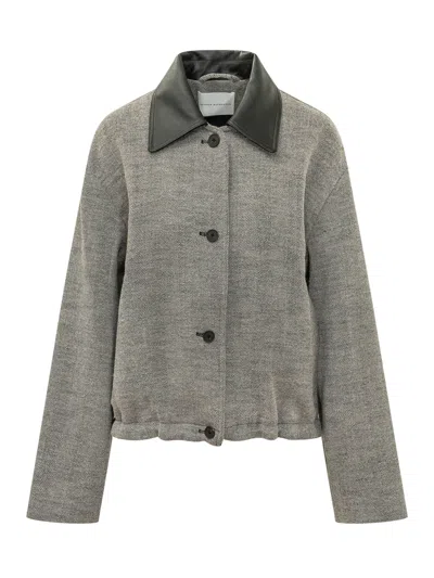 Studio Nicholson Leather Collar Jacket In Gray