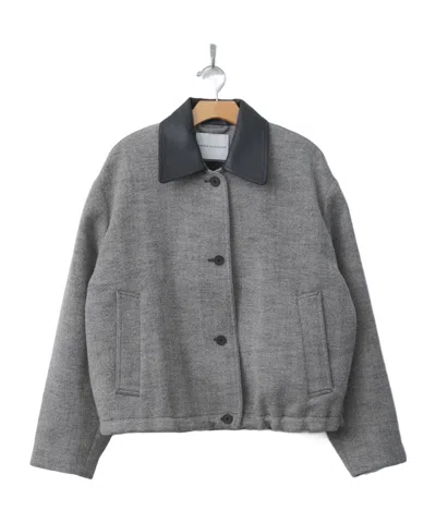 Studio Nicholson Leather Collar Jacket In Gray