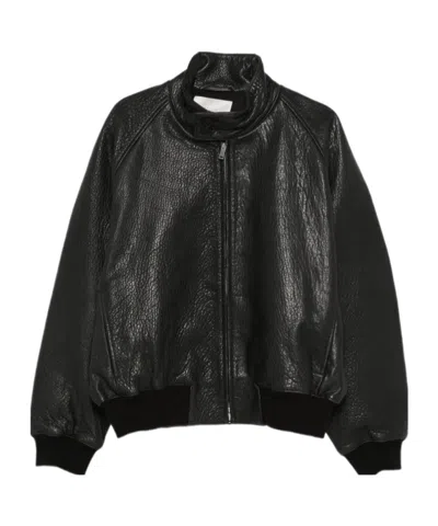 Studio Nicholson Leather Jacket With A Zipper In Black