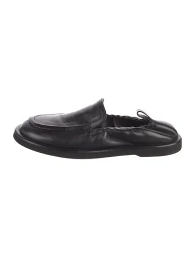 Pre-owned Studio Nicholson Leather Mules In Black