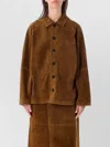 Studio Nicholson Leather Single Breasted Coat In Brown