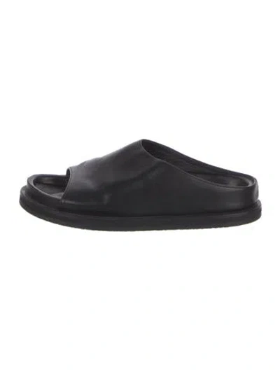 Pre-owned Studio Nicholson Leather Slides In Black