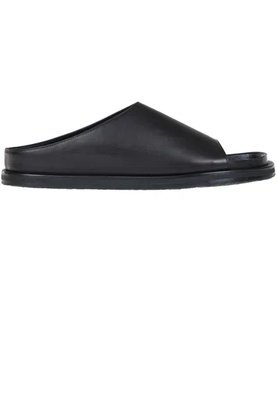 Studio Nicholson Leather Slides In Black
