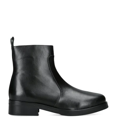 Studio Nicholson Leather Square-toe Ankle Boots In Black