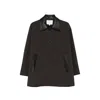 Studio Nicholson Leather-collar Coat In Brown