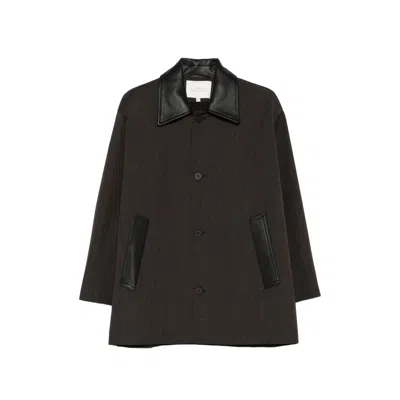 STUDIO NICHOLSON LEATHER-COLLAR COAT