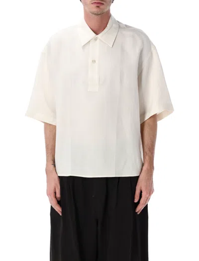 Studio Nicholson Lemmer Boxy Short Sleeve Linen Shirt In White