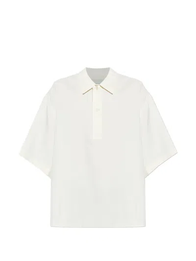 Studio Nicholson Short-sleeved Polo Shirt In White