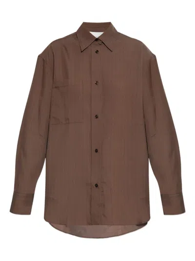 Studio Nicholson Leto Striped Shirt In Brown