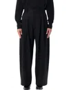 Studio Nicholson Wide Leg Pleated Trousers Pockets In Black