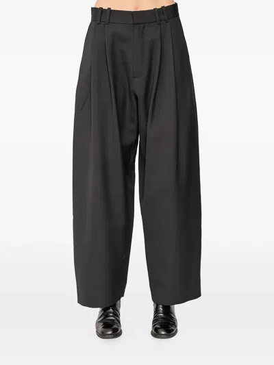 Studio Nicholson Wide Leg Pleated Trousers Pockets In Black