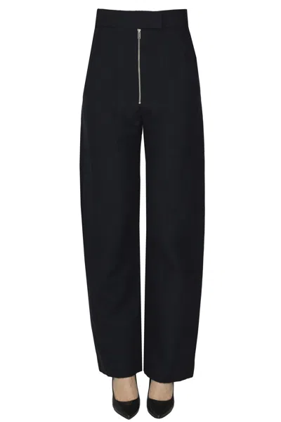 Studio Nicholson Linen And Wool Trousers In Blue