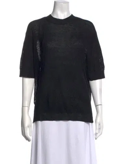 Pre-owned Studio Nicholson Linen Crew Neck Top In Black