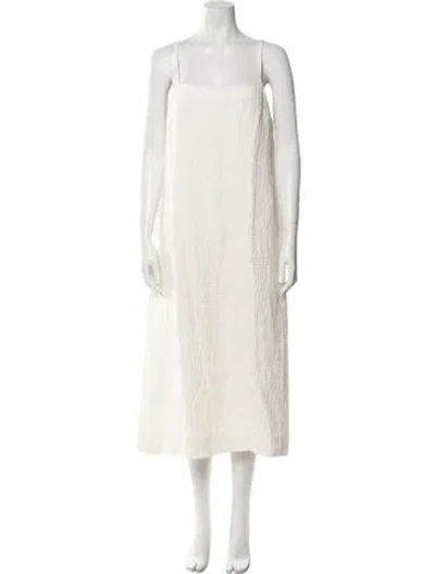 Pre-owned Studio Nicholson Linen Long Dress In White