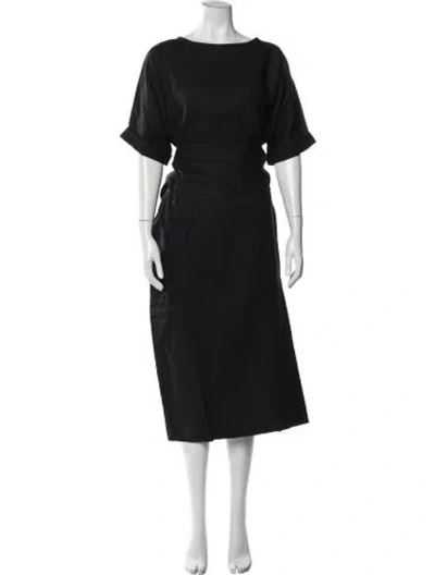 Pre-owned Studio Nicholson Linen Midi Length Dress W/ Tags In Black