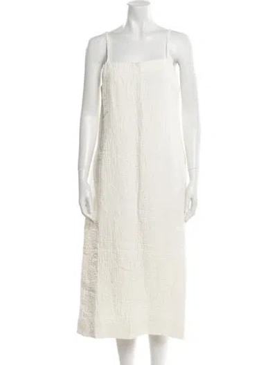 Pre-owned Studio Nicholson Linen Midi Length Dress W/ Tags In White